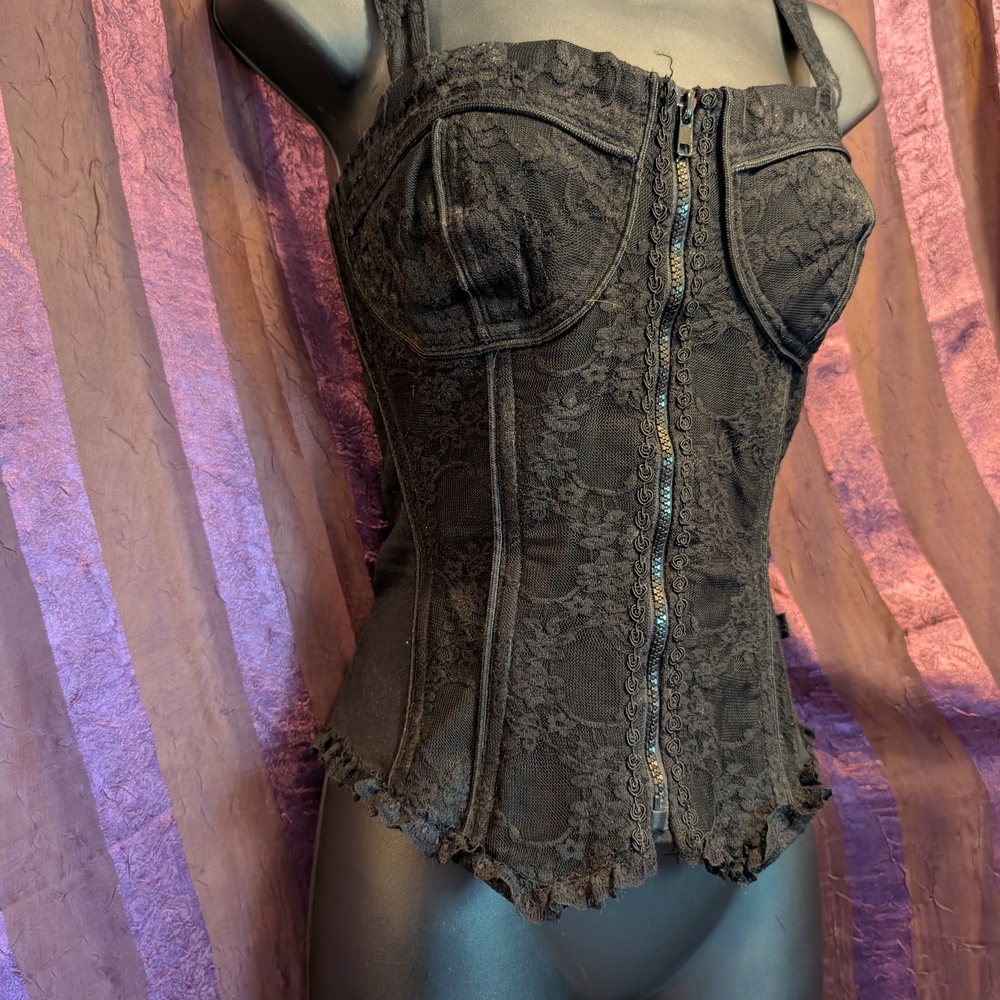 Tripp NYC Vintage Lace Corset Tank Top Gothic Witchy Med Hot Topic Punk